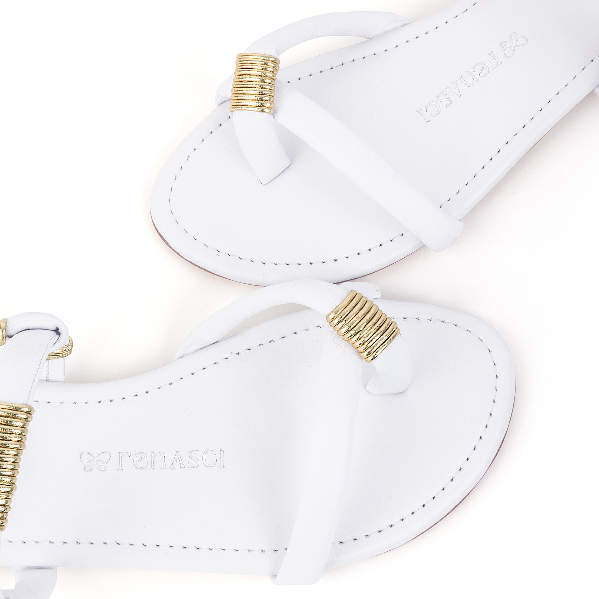 Claudia Flat Sandal White & Gold