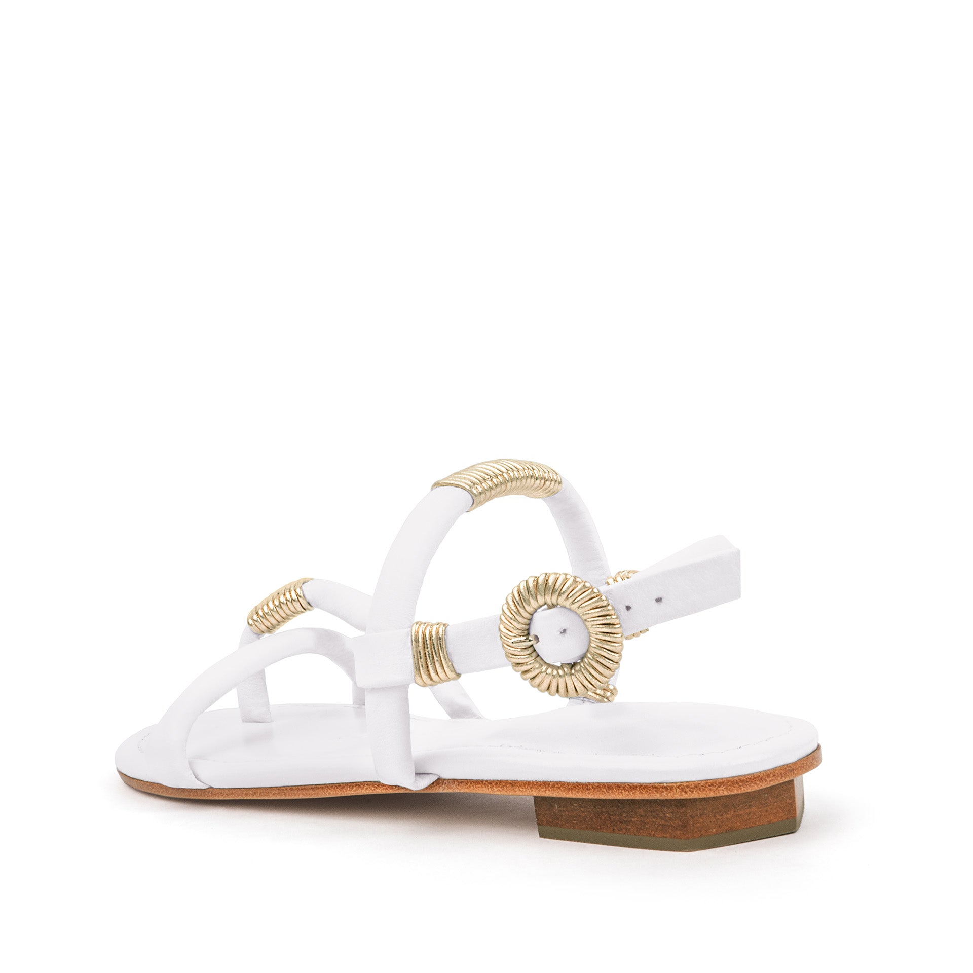 Claudia Flat Sandal White & Gold