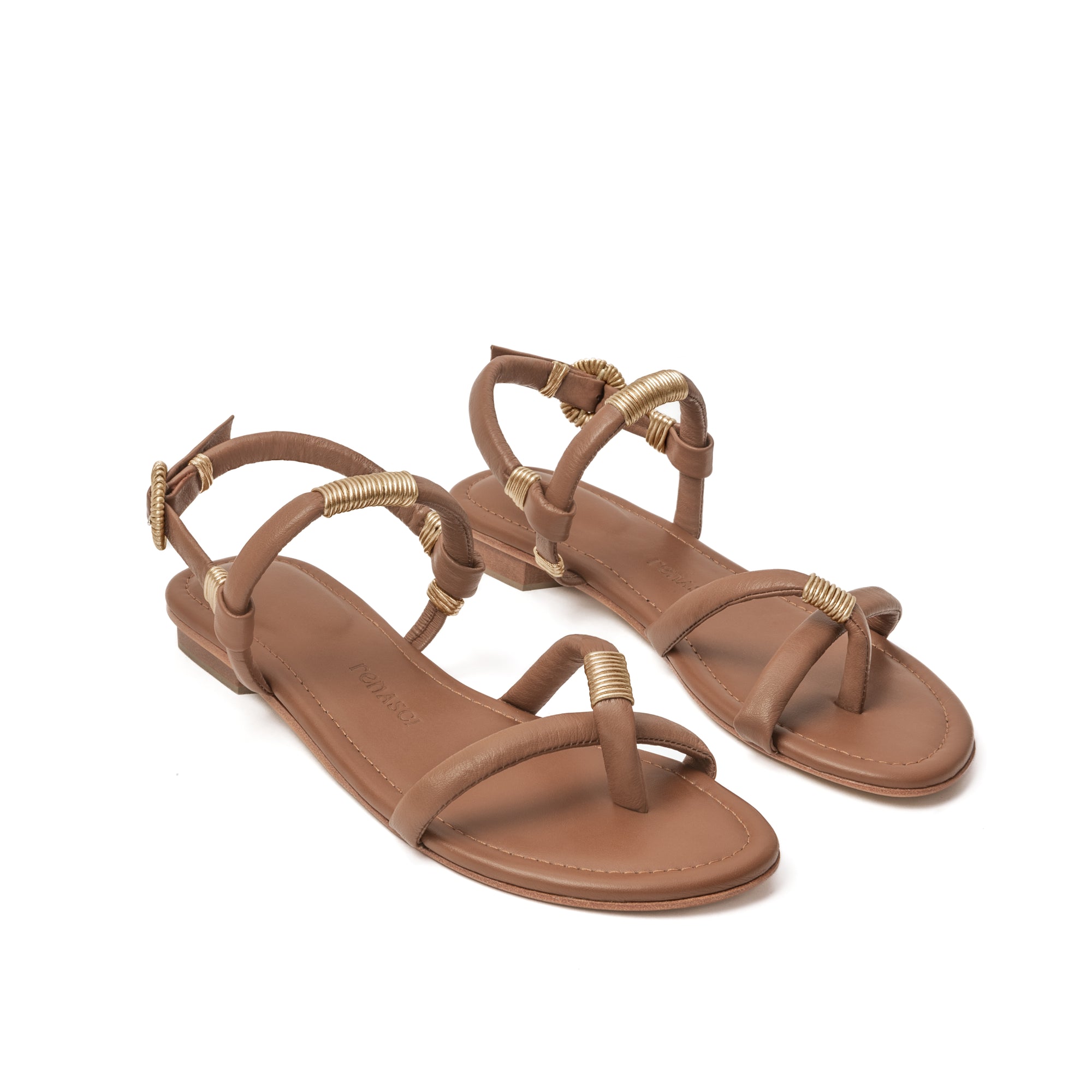 Claudia Flat Sandal Honey & Gold