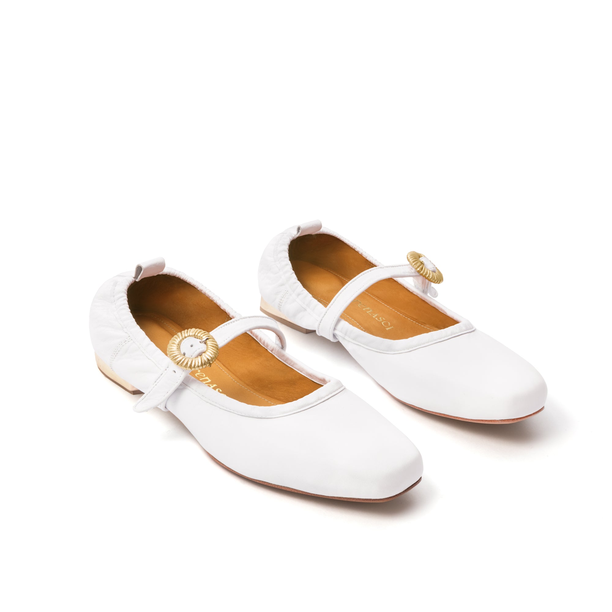 Gloria Mary Jane Flat White & Gold