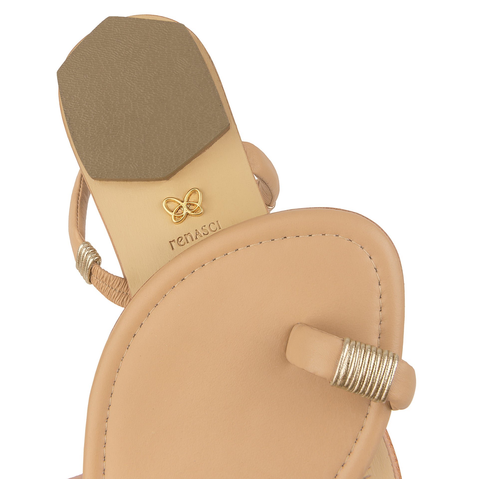 Elena Flat Sandal Nude & Gold