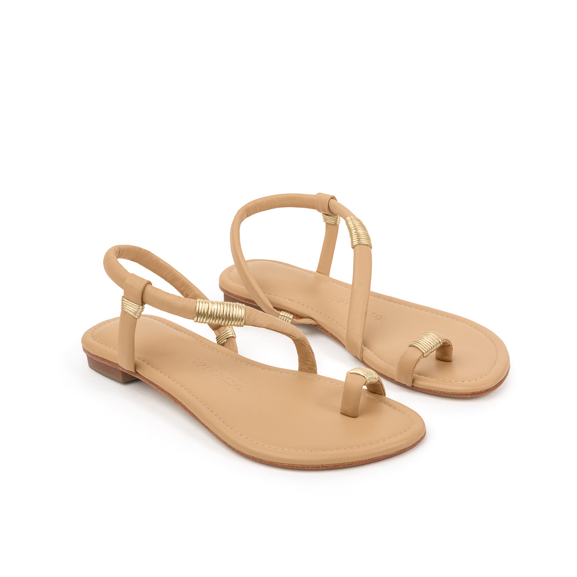 Elena Flat Sandal Nude & Gold