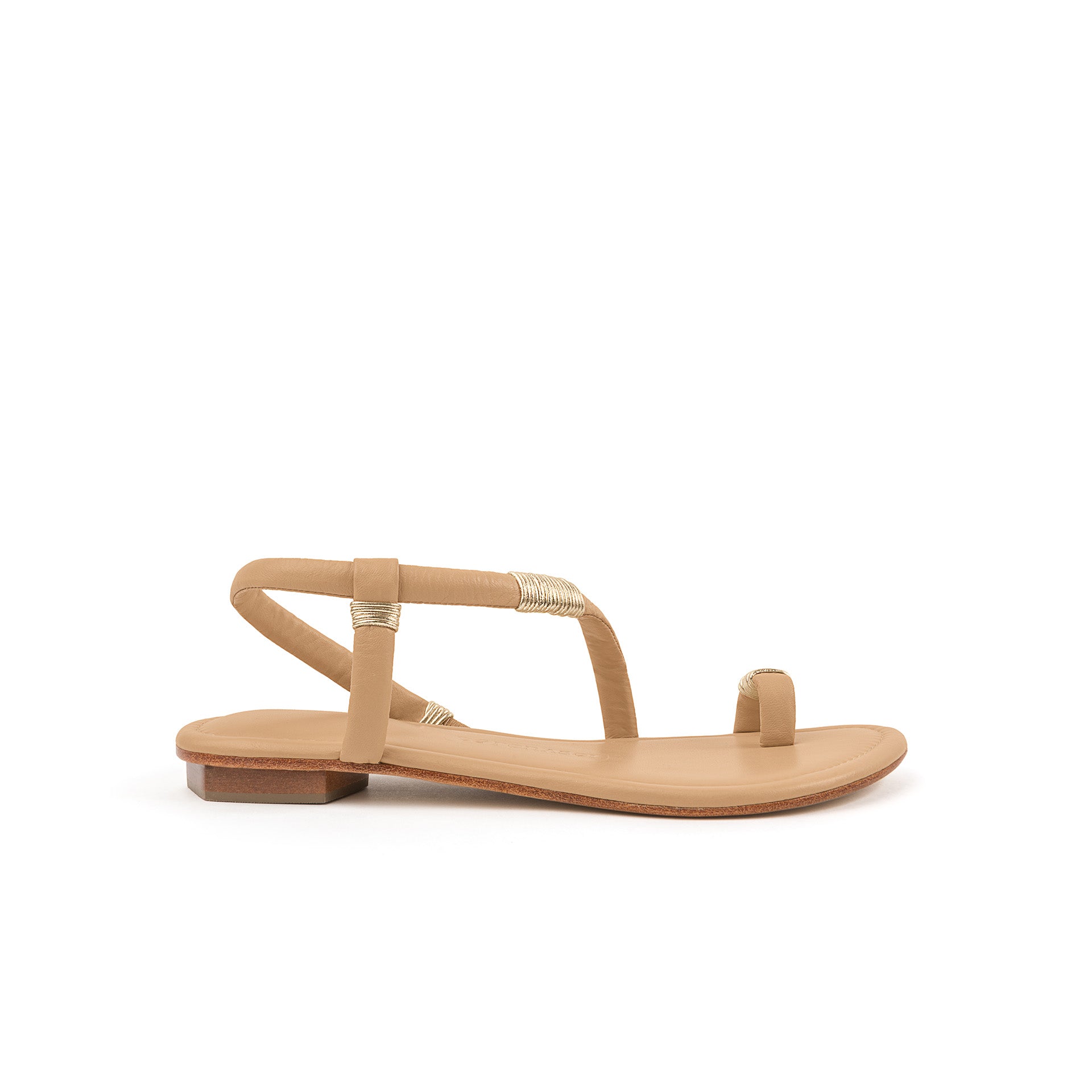 Elena Flat Sandal Nude & Gold