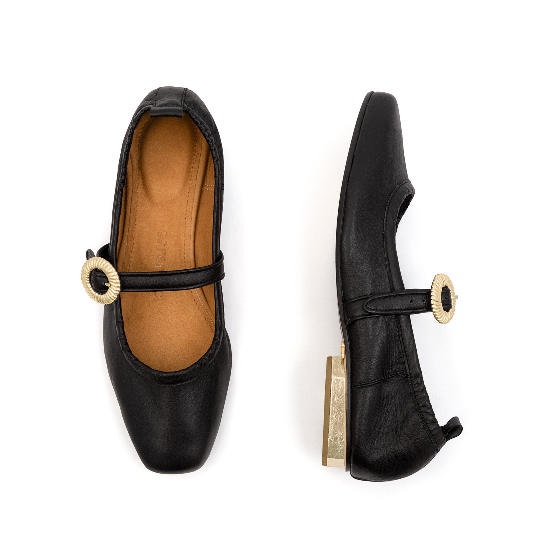 Gloria Mary Jane Flat Black & Gold