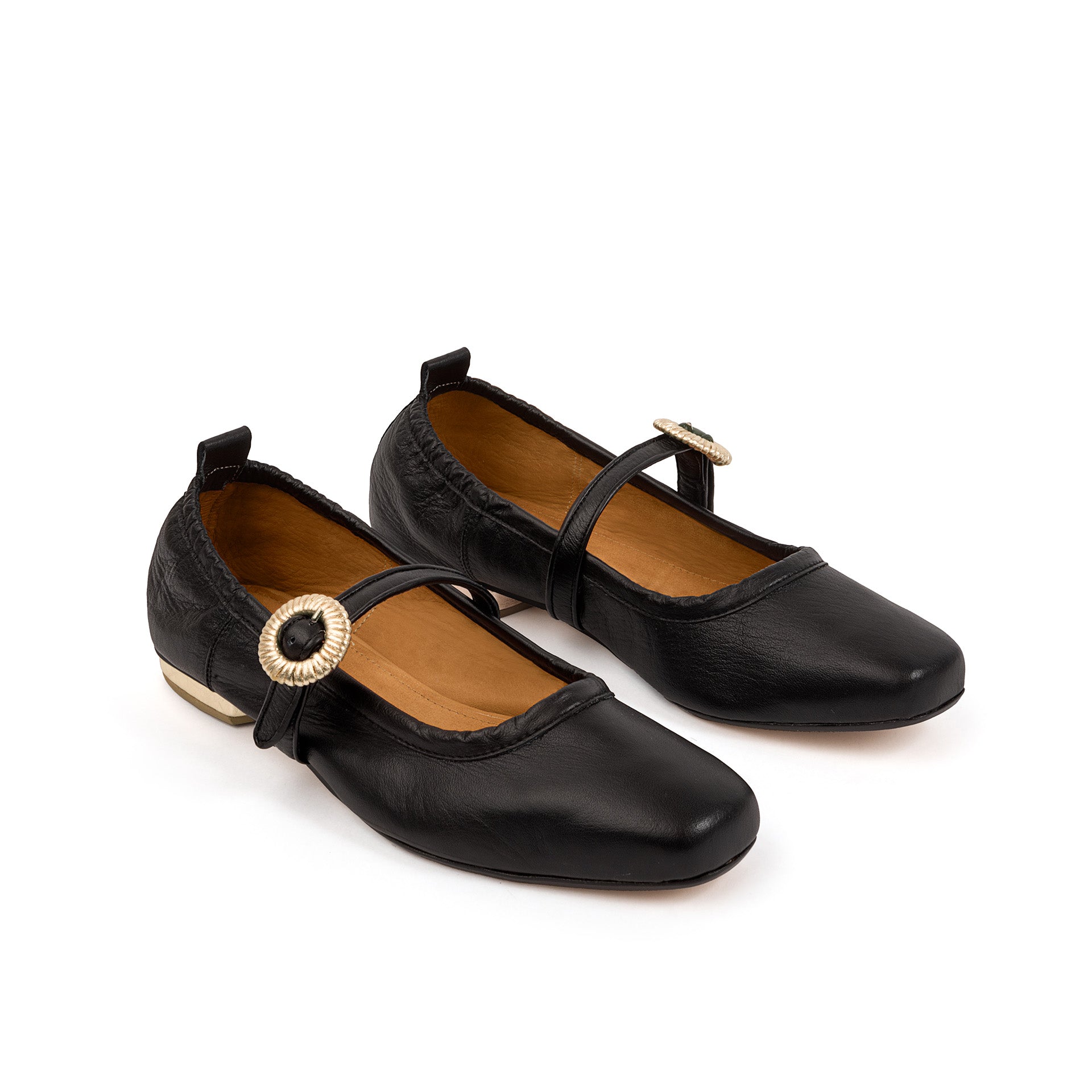 Gloria Mary Jane Flat Black & Gold