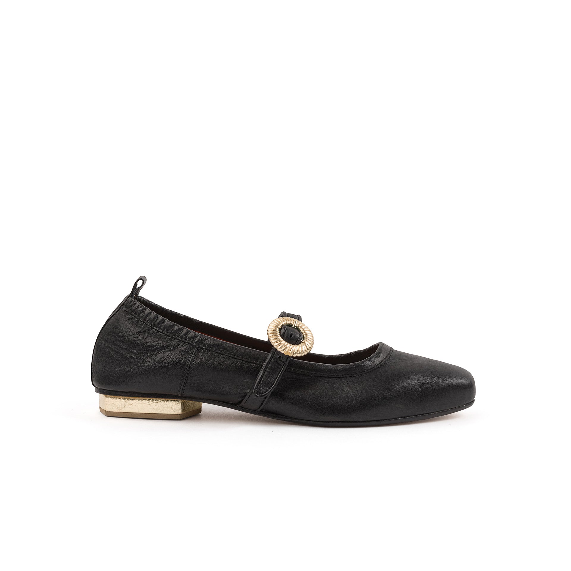 Gloria Mary Jane Flat Black & Gold