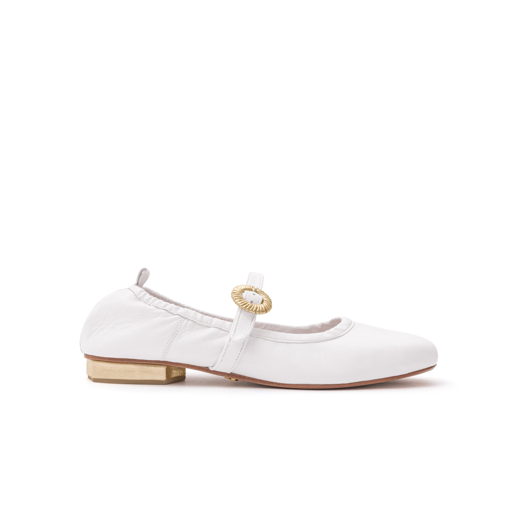 Gloria Mary Jane Flat White & Gold