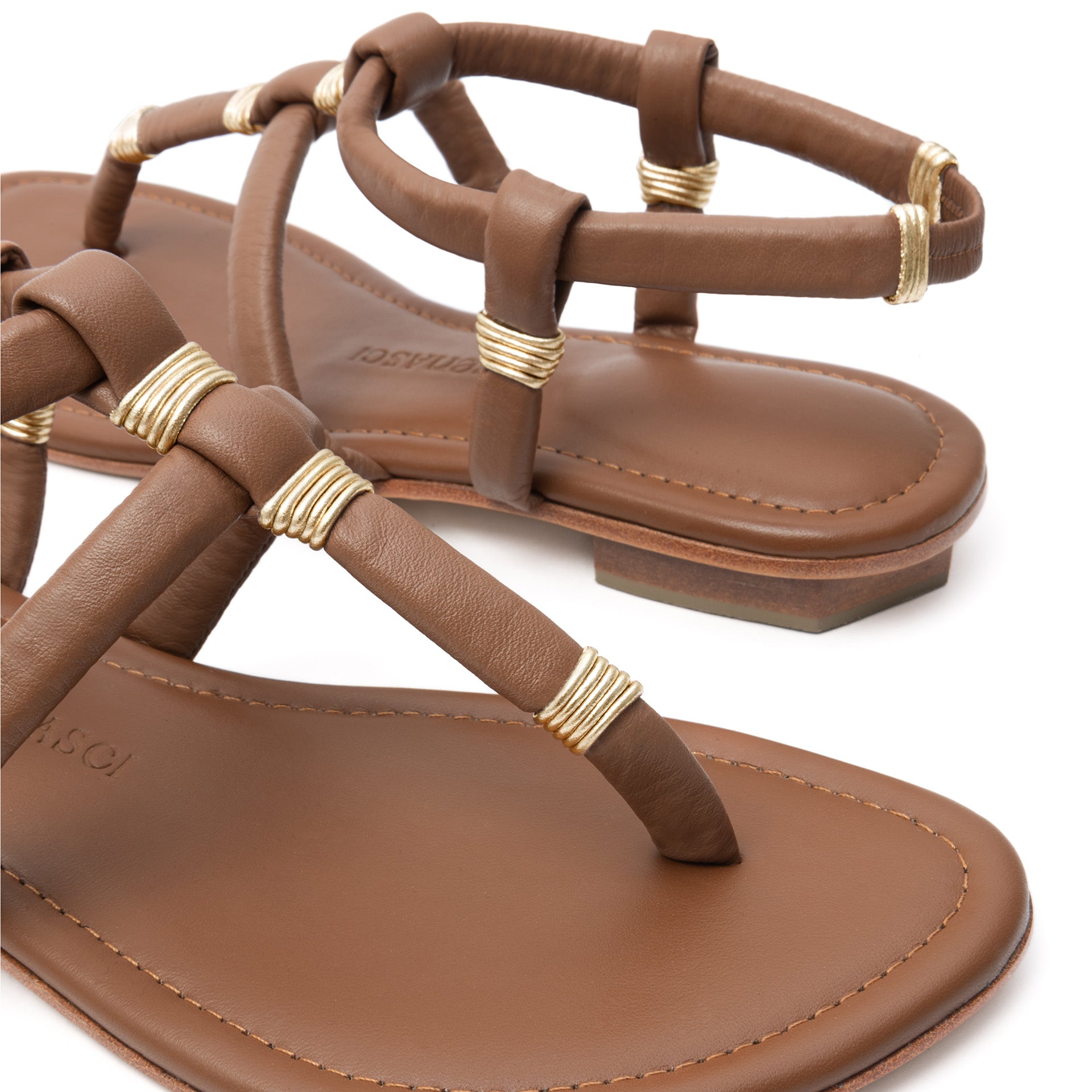 Maria Flat Sandal Honey & Gold