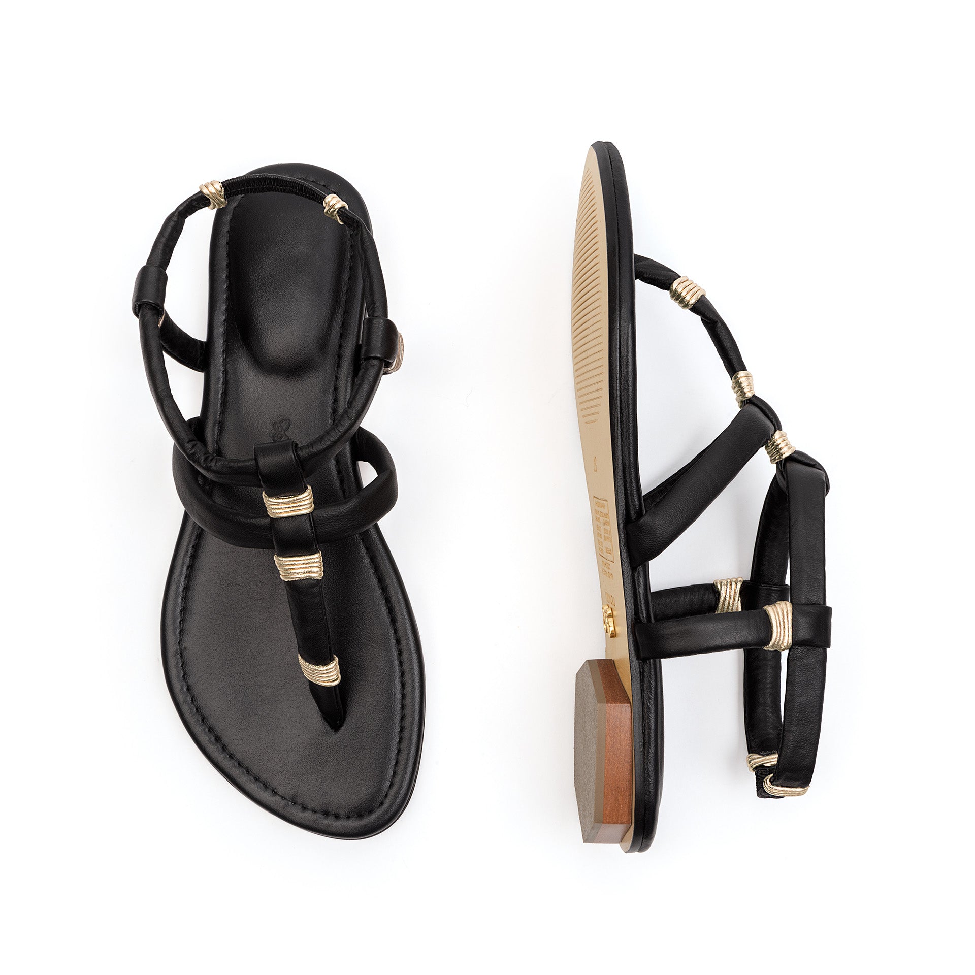 Maria Flat Sandal Black & Gold 36 / Black & Gold Maria Flat Sandal Black & Gold 36 / Black & Gold