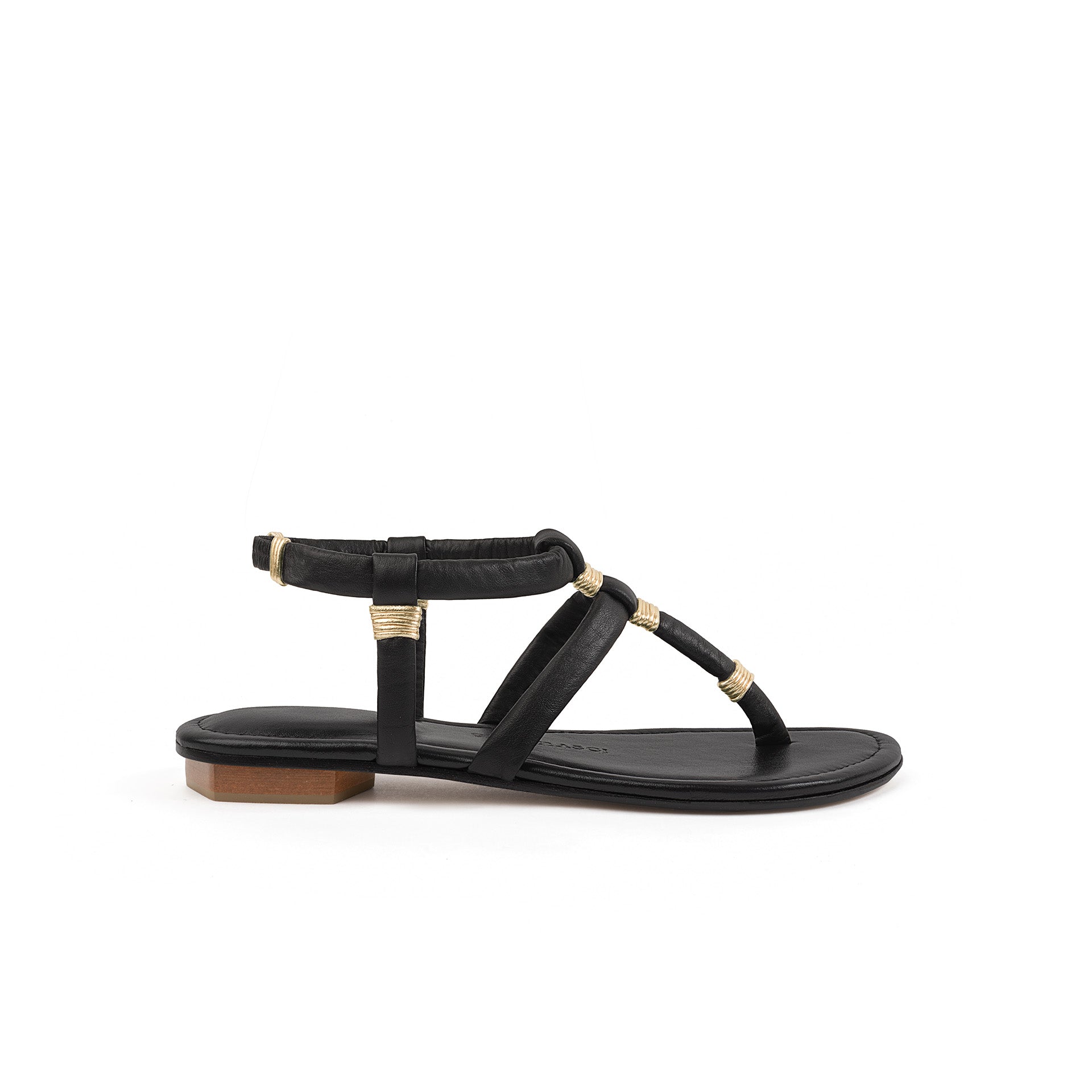 Maria Flat Sandal Black & Gold 36 / Black & Gold Maria Flat Sandal Black & Gold 36 / Black & Gold
