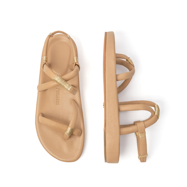 Flora Platform Crossover Sandal Nude & Gold – renasci